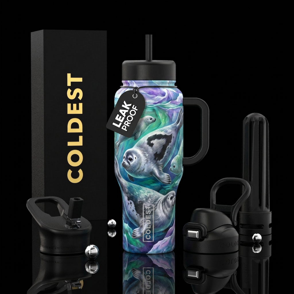 Harp seal water bottle design