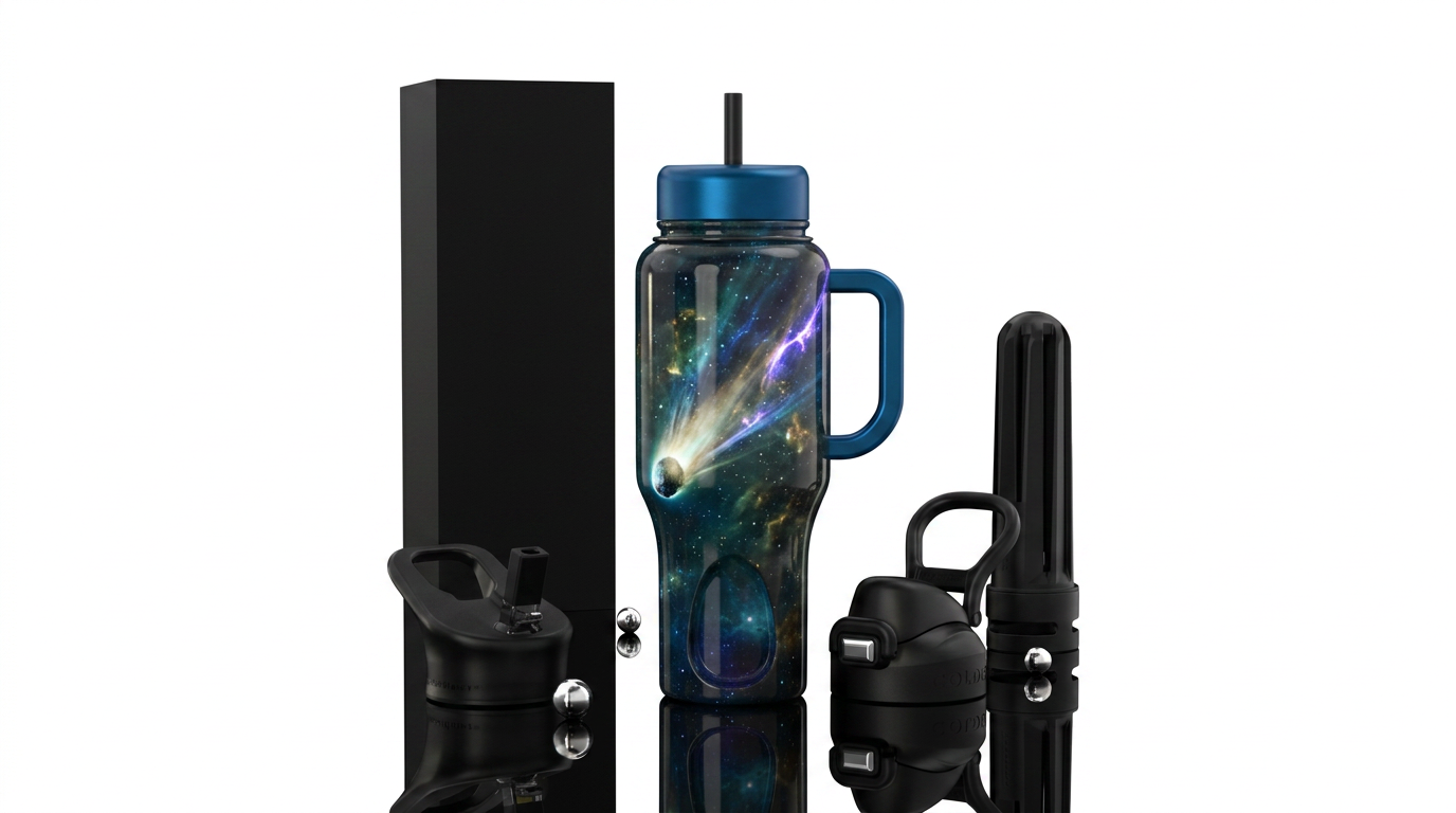 Haley's comet water bottle design