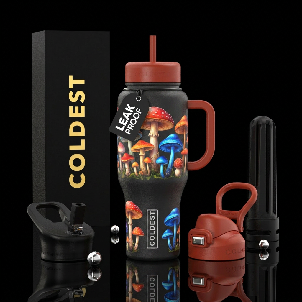 Mushrooms water bottle design