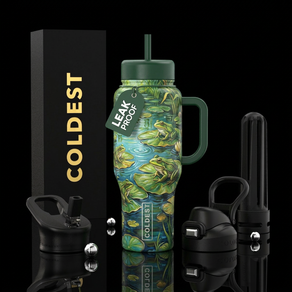 Frogs pond lilypad water bottle design