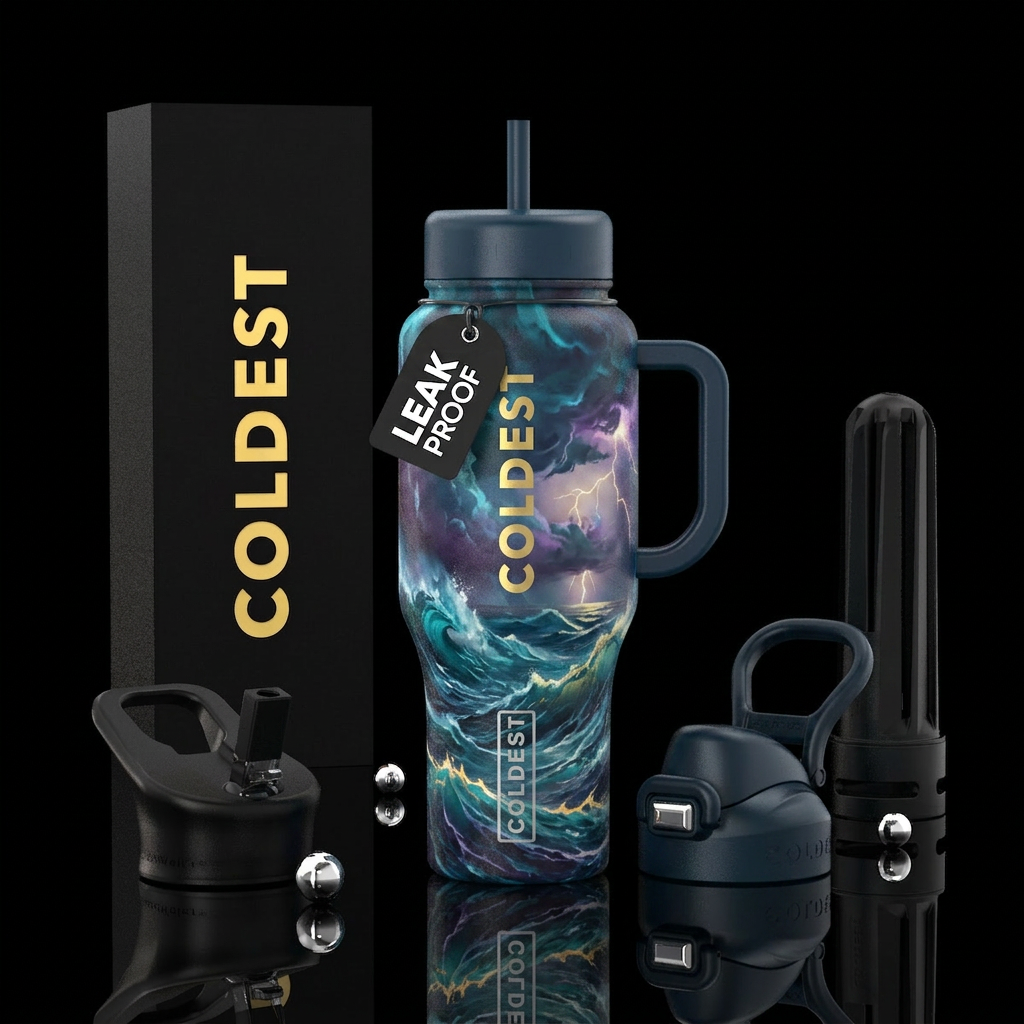 Storm at sea water bottle design