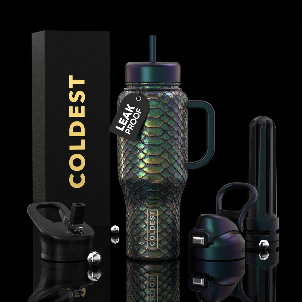 Black mamba snake scales water bottle design