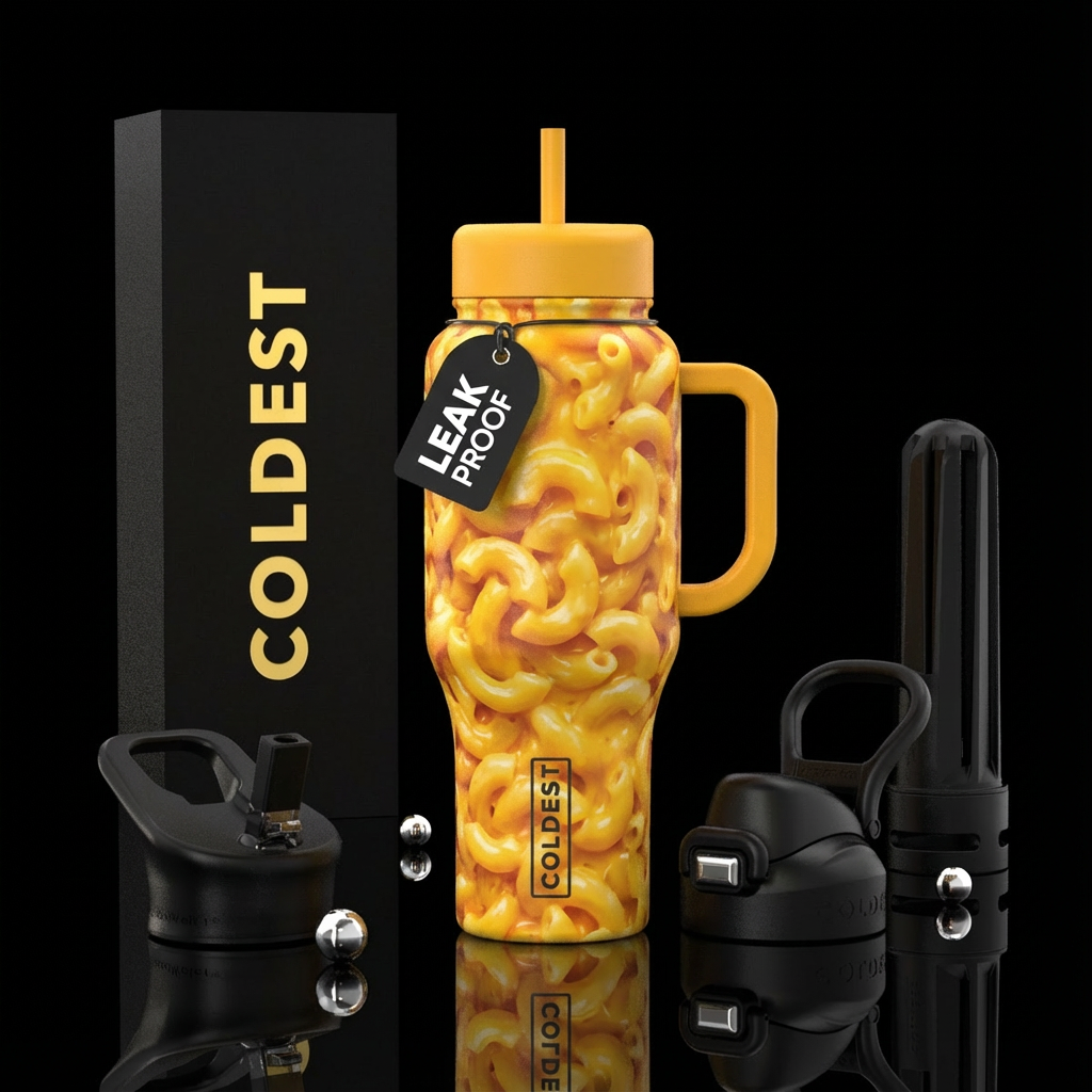 Macaroni and cheese water bottle design
