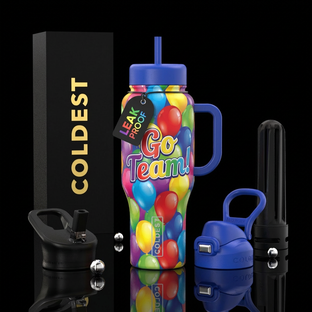 Go Team! With balloons water bottle design