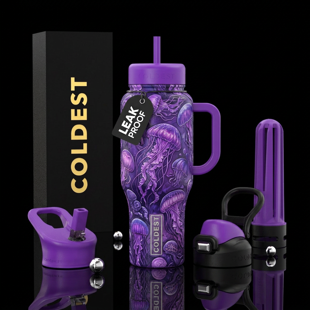 Ancient jellyfish in 38 different shades of purple water bottle design
