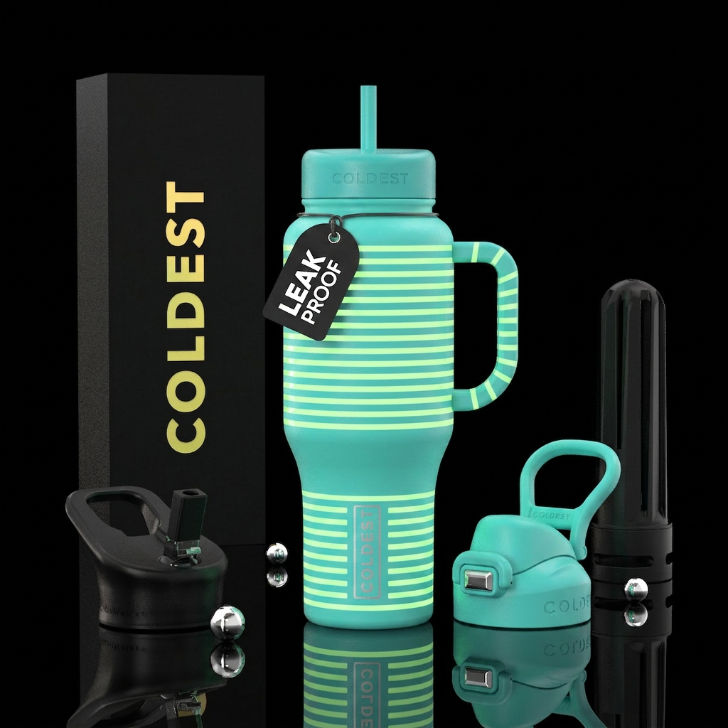 Glow in the dark flat straight horizontal lines on... water bottle design
