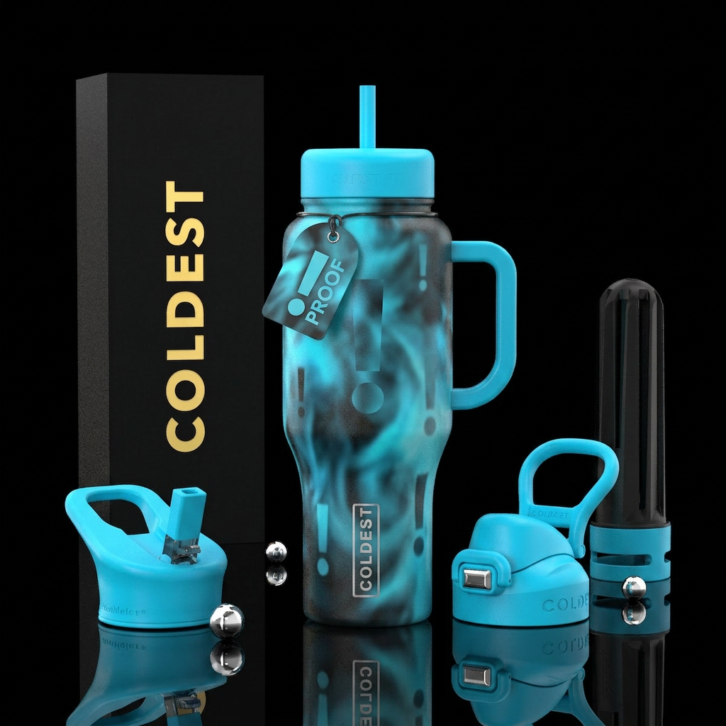 Blurry reflections with a smokescreen, exclamation... water bottle design