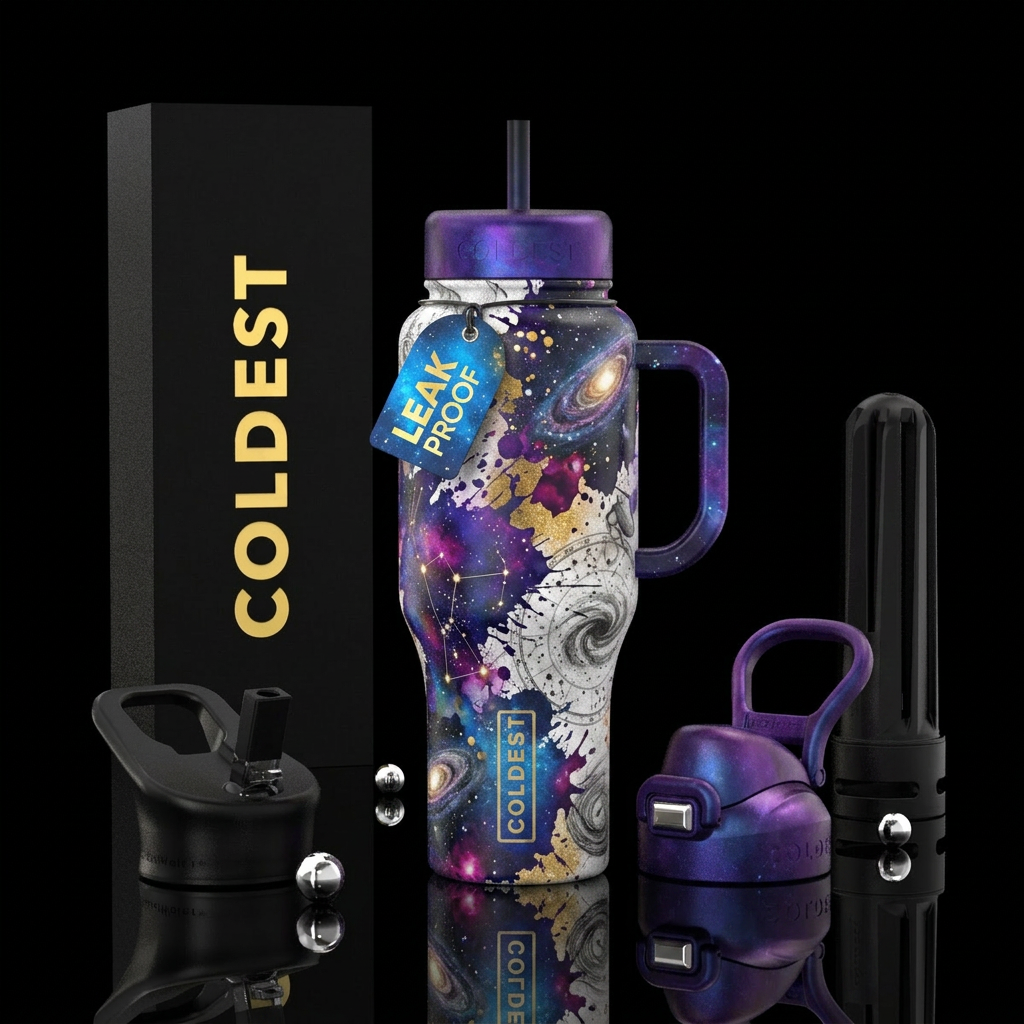 celestial, splatter, graphite, sketch water bottle design