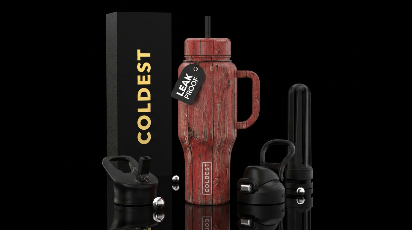 Weathered red barn wood water bottle design