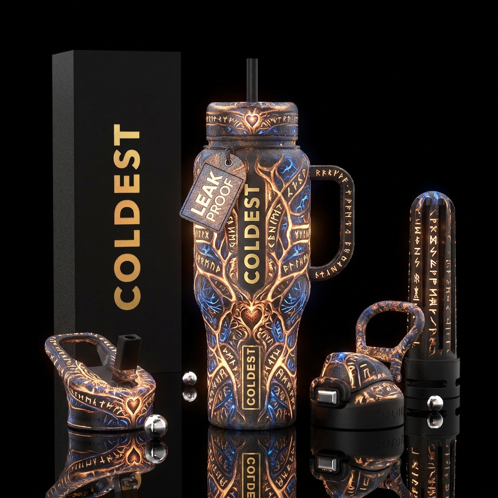 Breathing, medieval, glow in the dark water bottle design