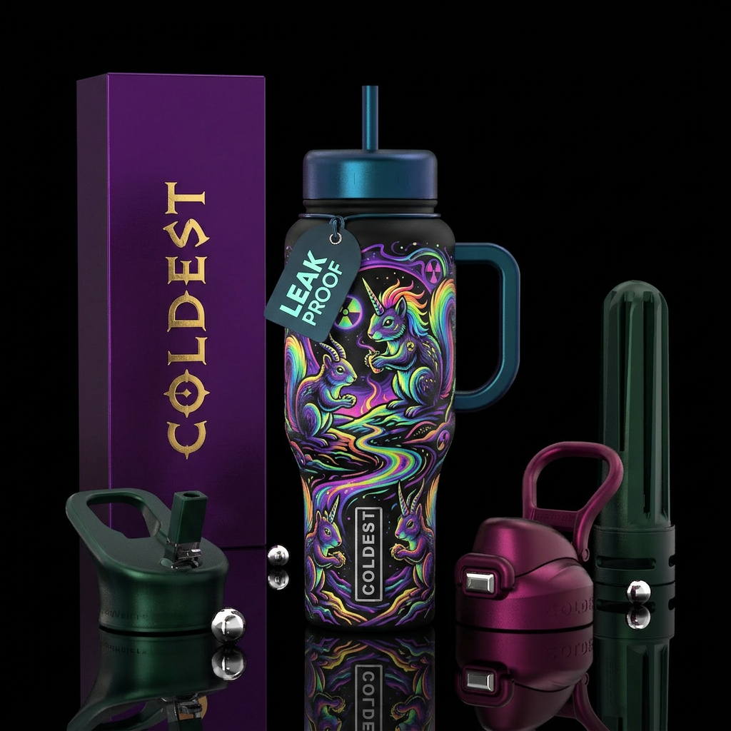 Ancient radioactive rainbow unicorn mutant squirre... water bottle design