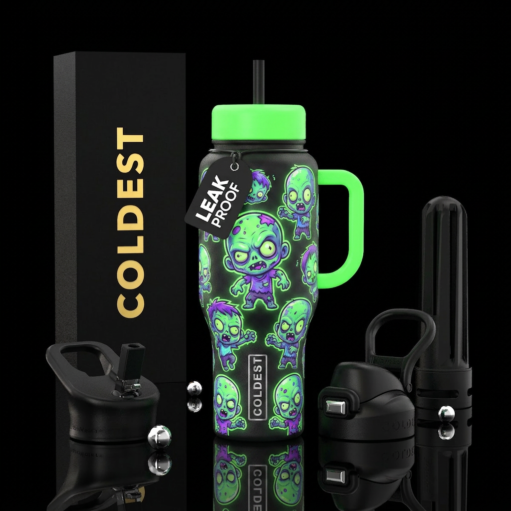 Glow in the dark baby zombies water bottle design