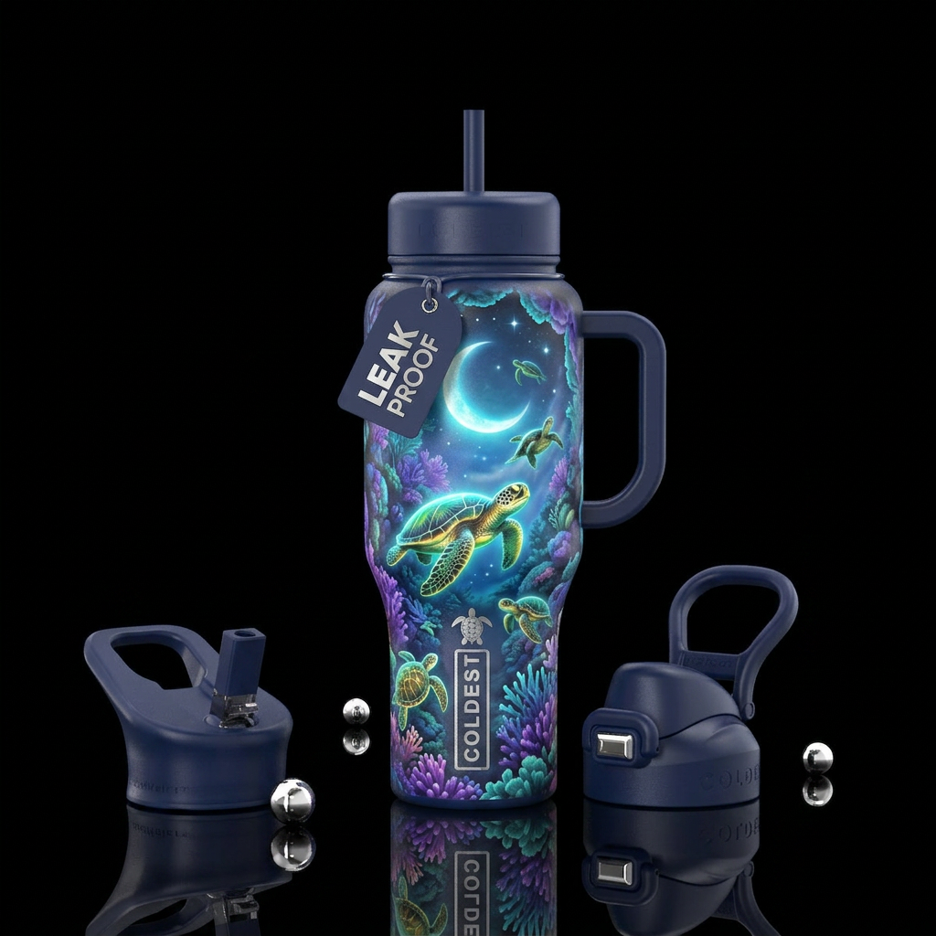 Ancient stories that tell of glowing turtles flyin... water bottle design