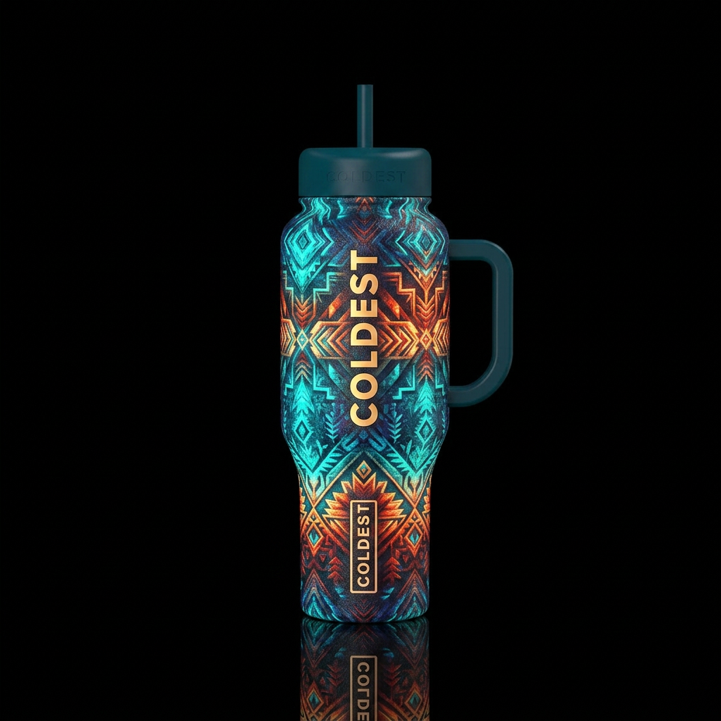 American Indian texured glowie water bottle design