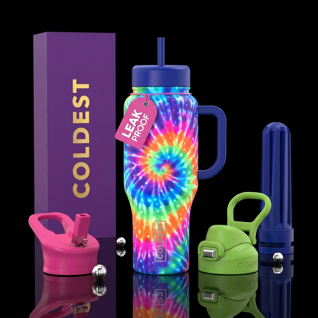 Tie dye glowie water bottle design