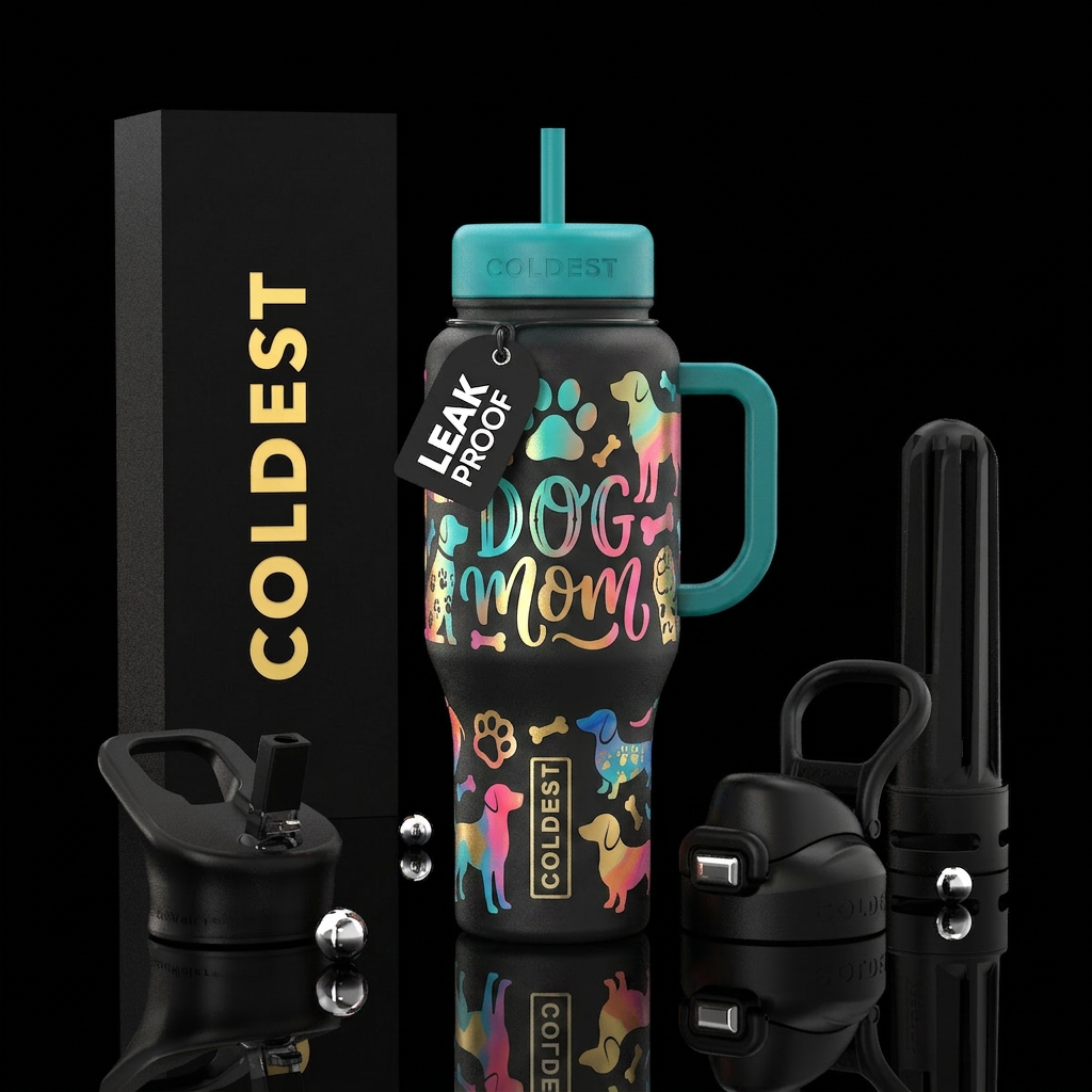 Dog mom water bottle design