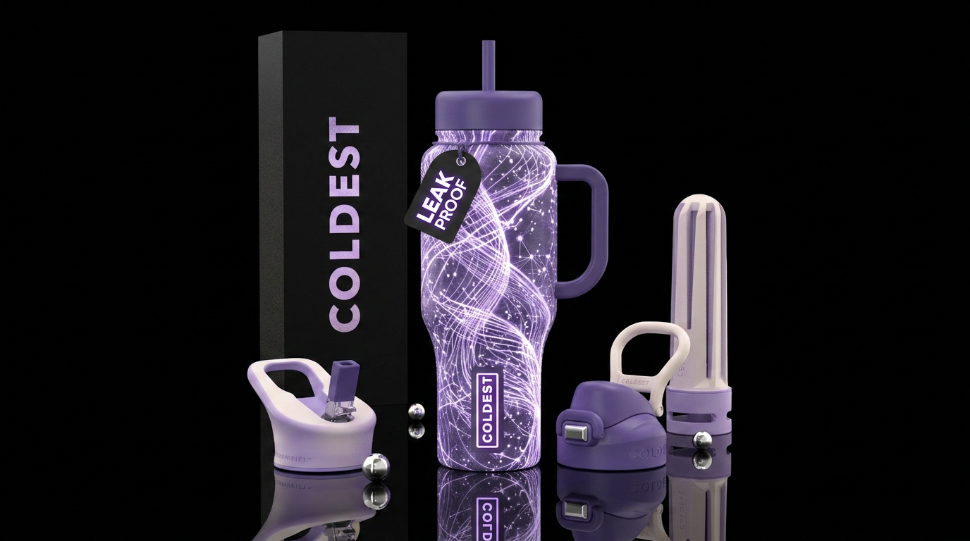 White purple textured glowie pattern water bottle design