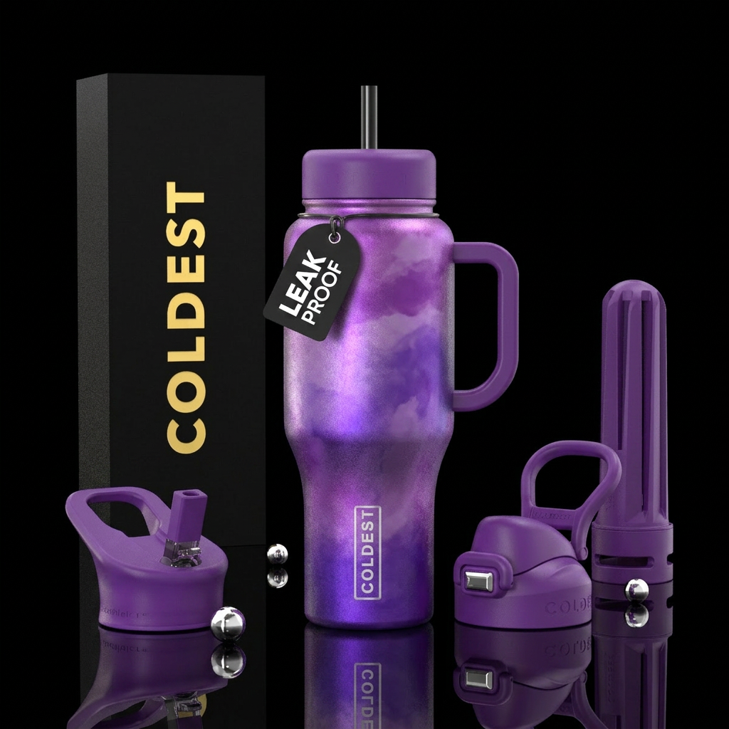 Many shades of purple water bottle design