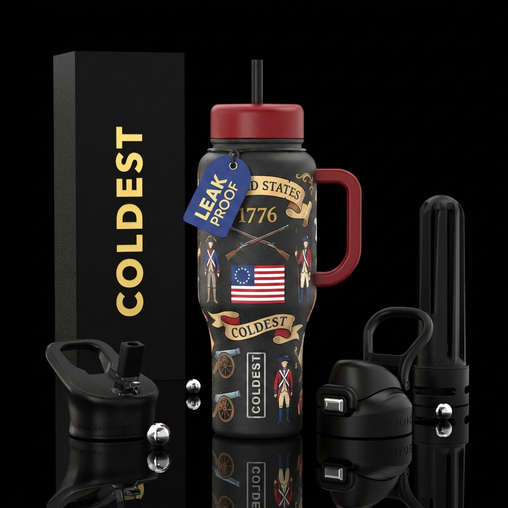 War of 1776 Untited states water bottle design