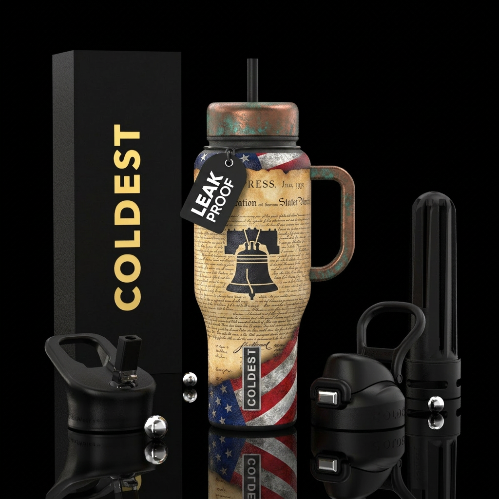 Declaration of Independence textured past and pres... water bottle design
