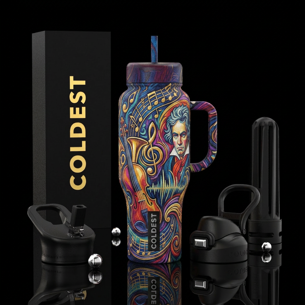 Beethoven 5 th symphony textured water bottle design