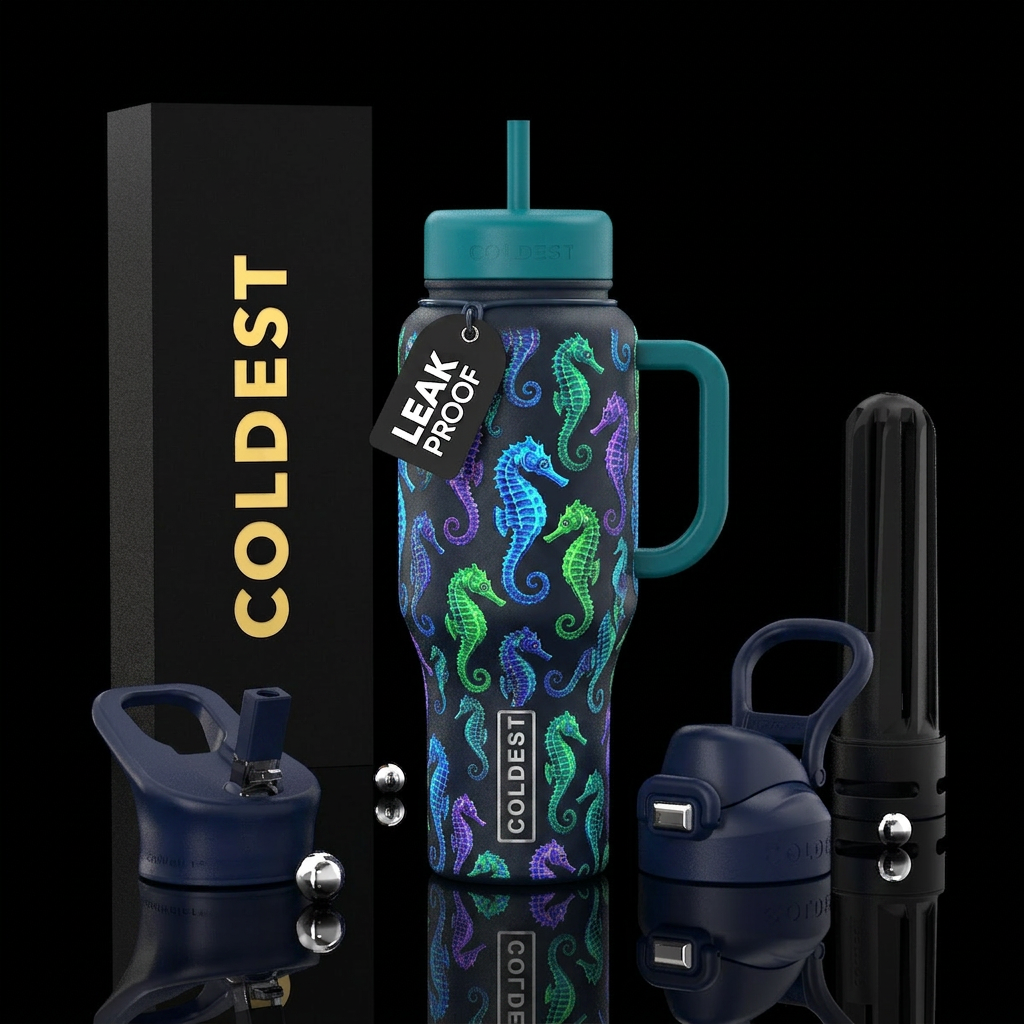 Glowie sea horse textured water bottle design