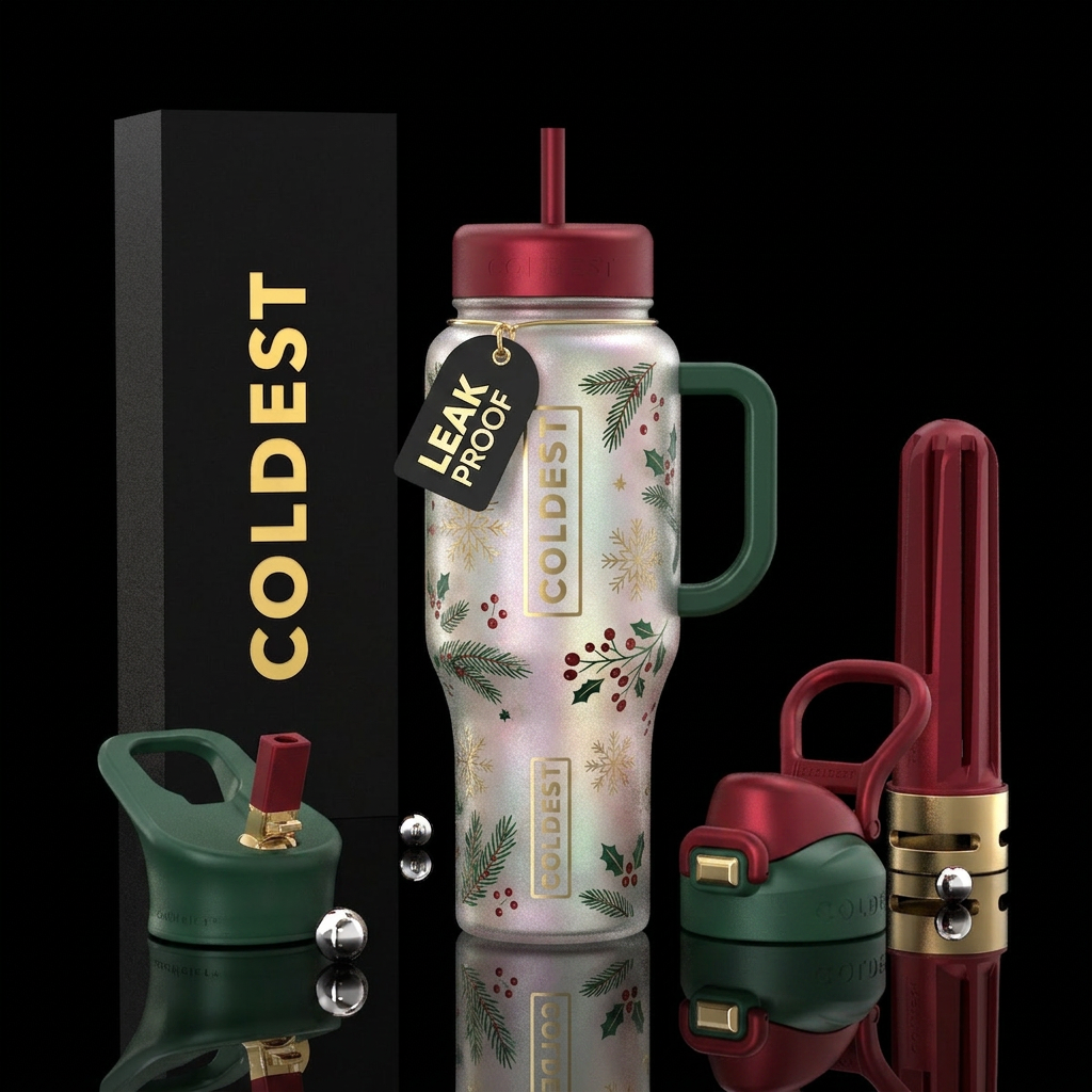 Christmas satin glass water bottle design