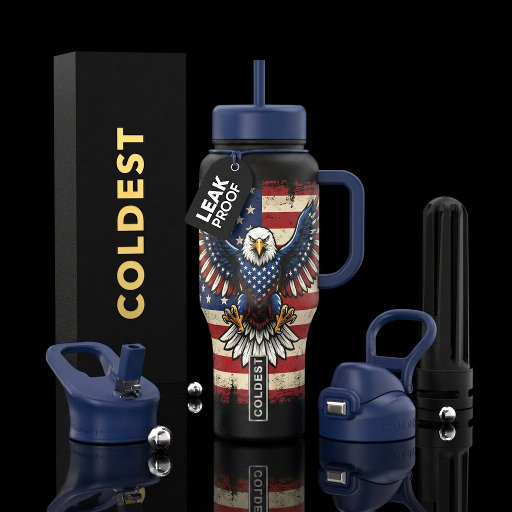 American eagal patriotism flag water bottle design