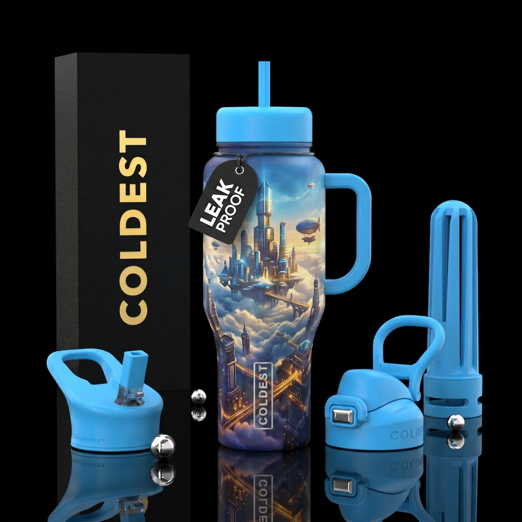City in the clouds water bottle design