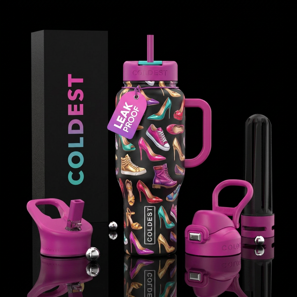 Women’s shoes different styles and colors water bottle design