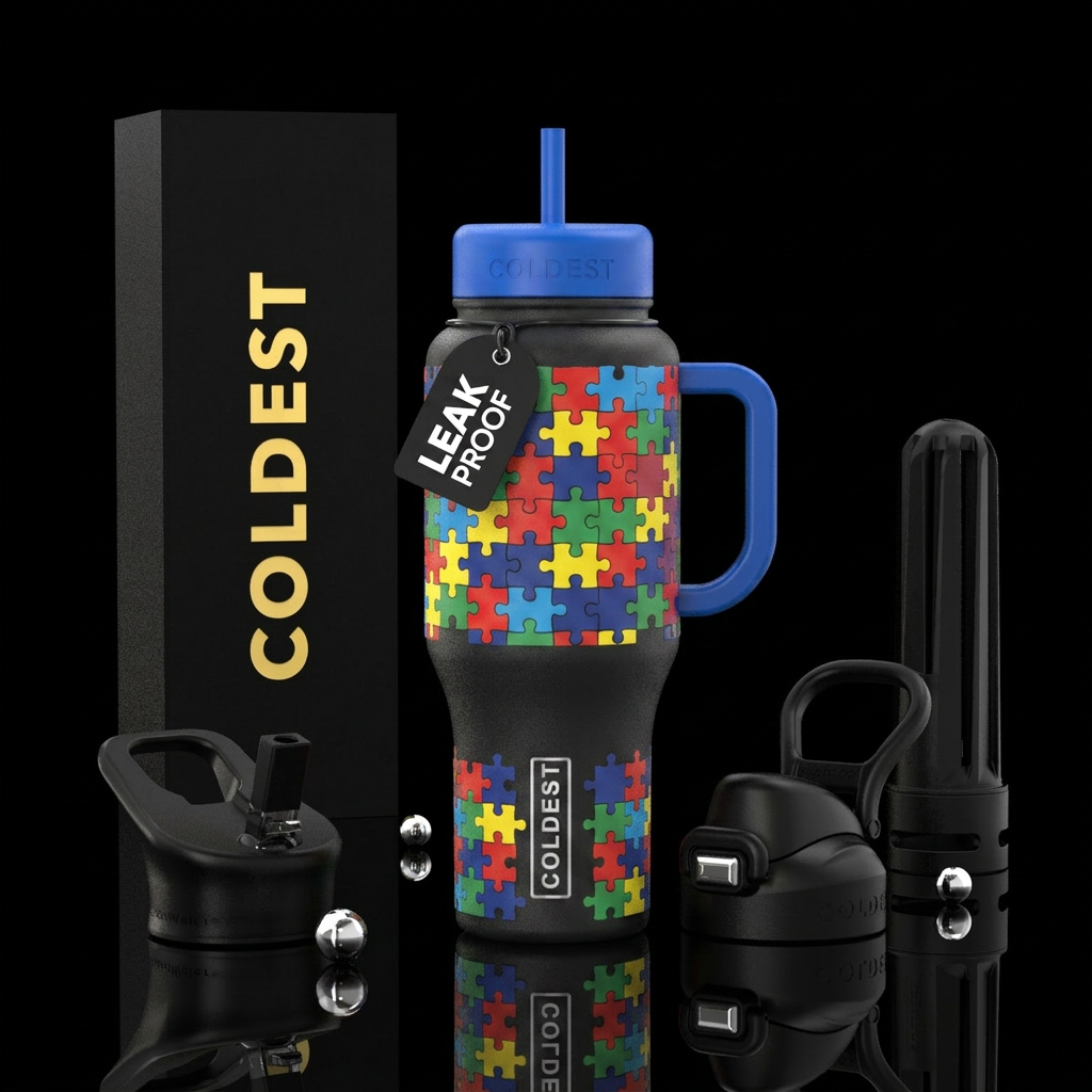 Autism awareness textured water bottle design