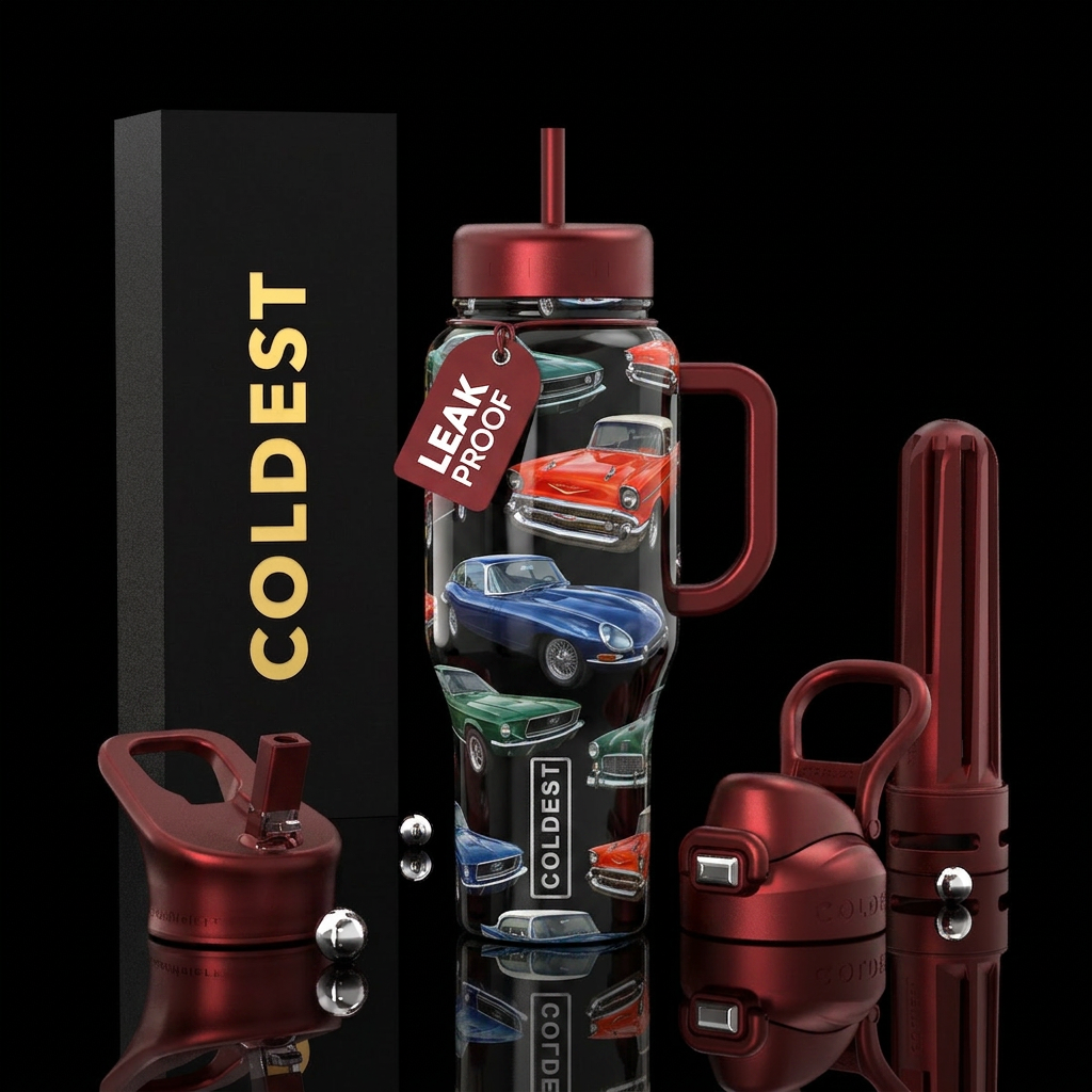 Classic cars water bottle design