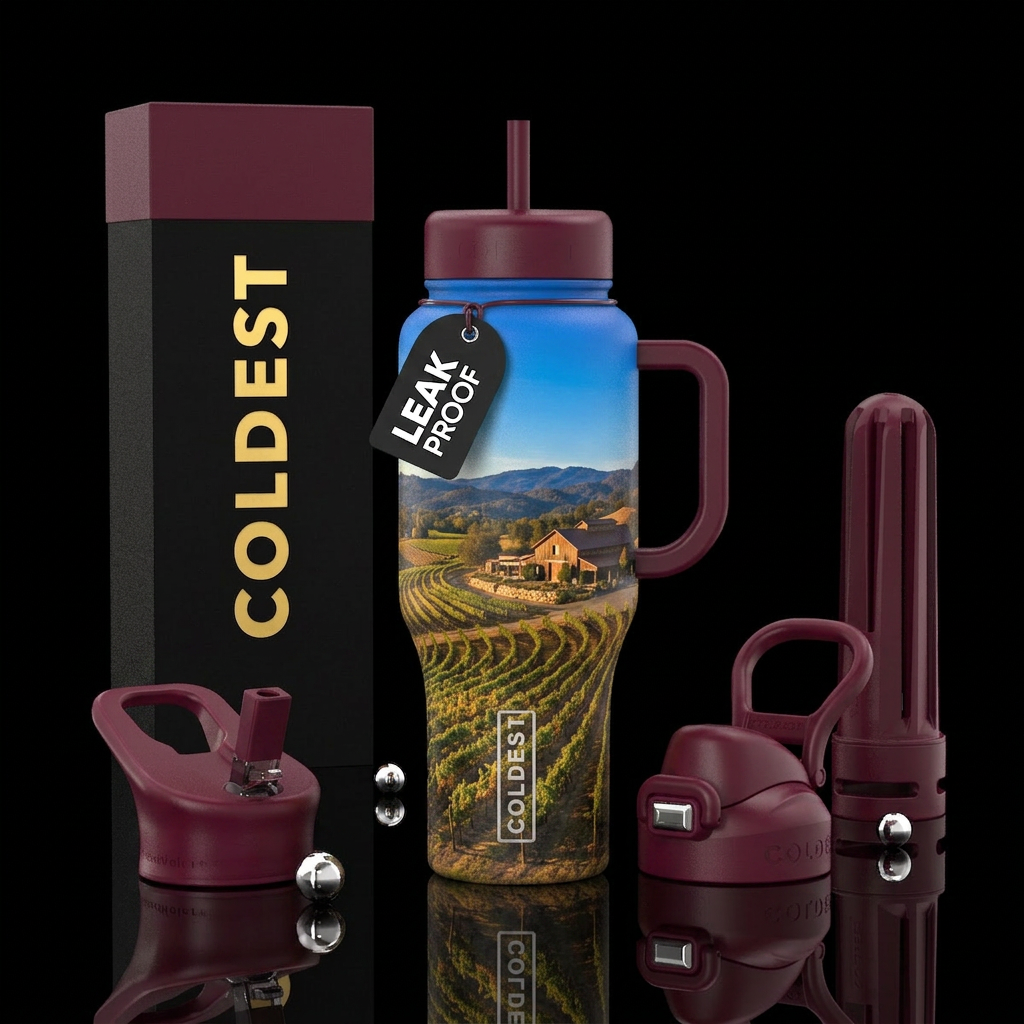 Wine vinyard country side water bottle design