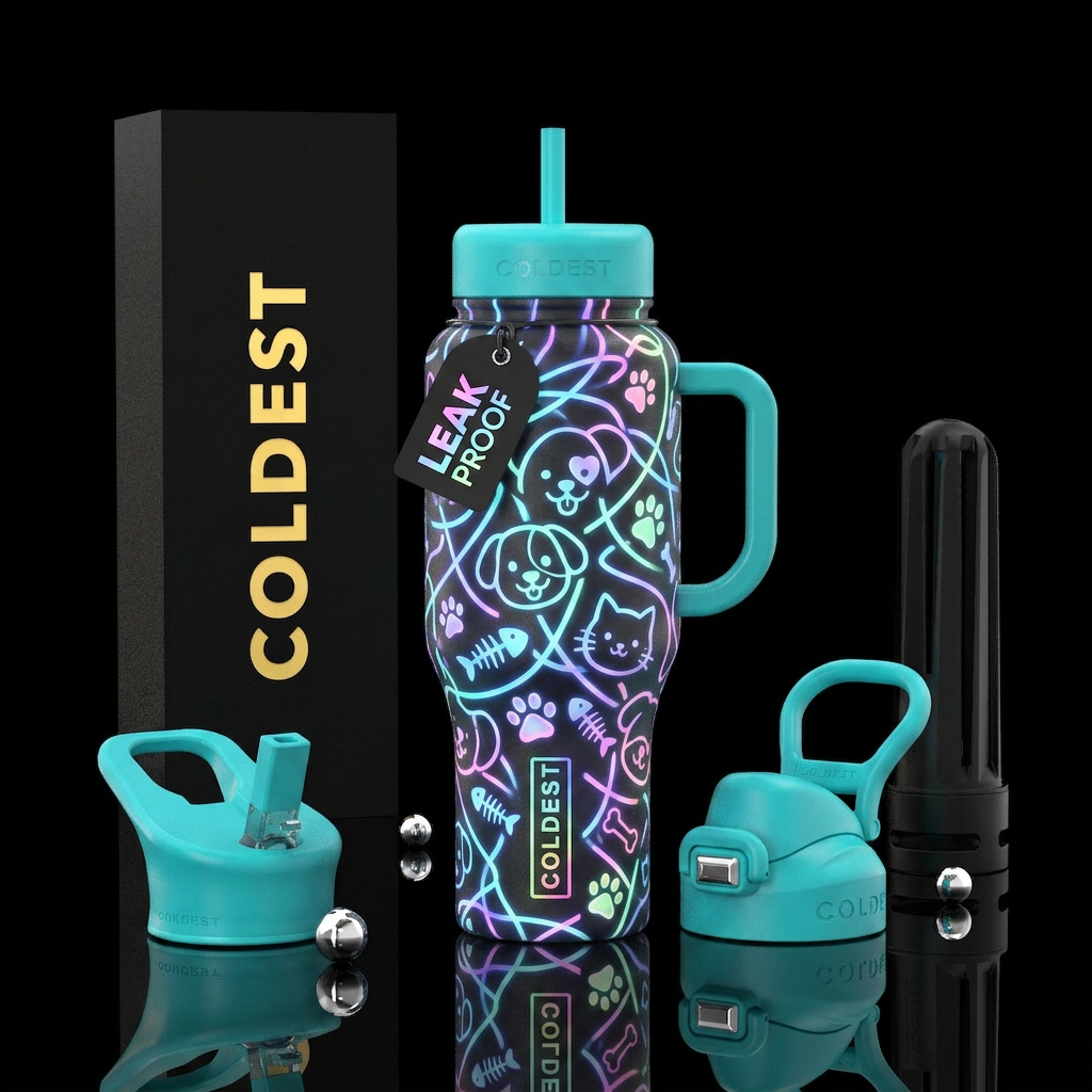 Glowie,Pet, colorful water bottle design