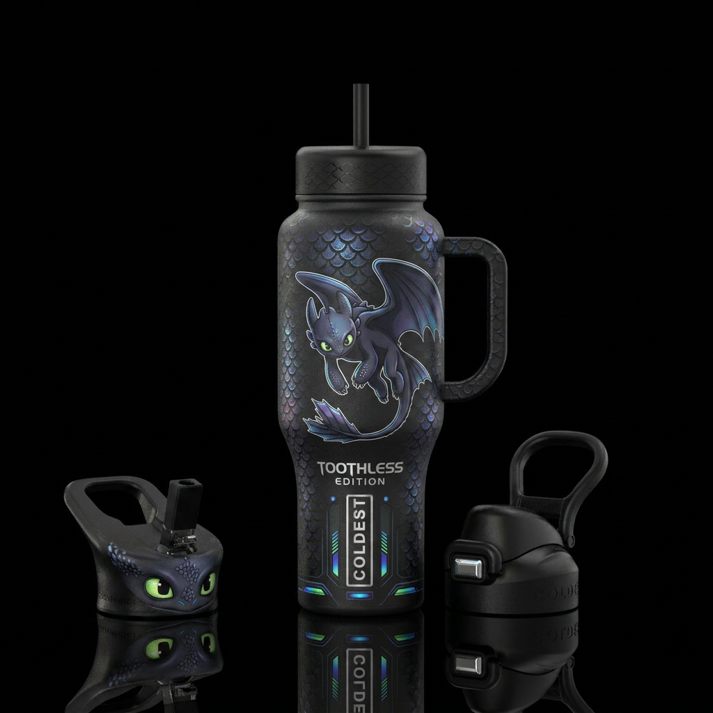Toothless water bottle design