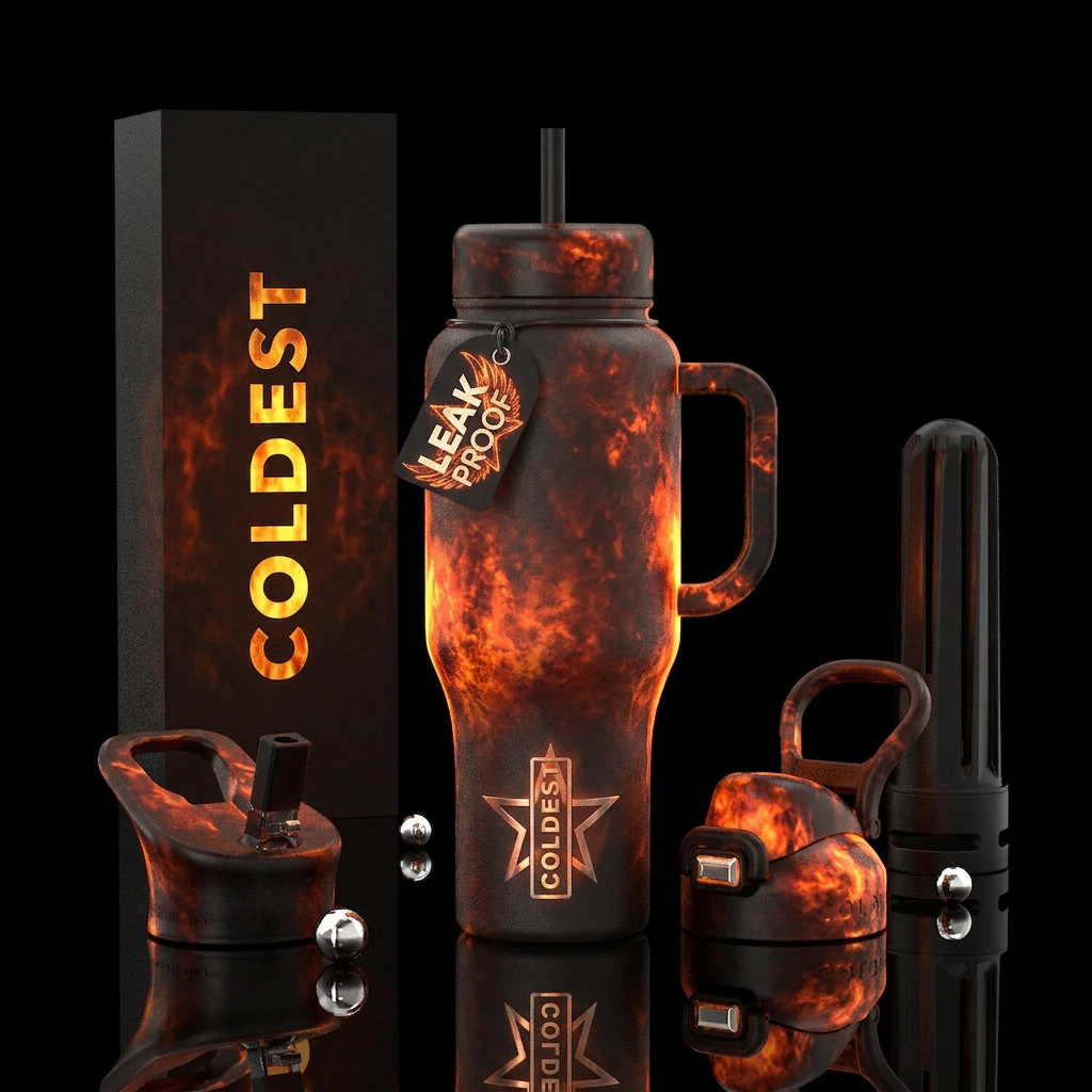 Glow,fiery, celebrity water bottle design