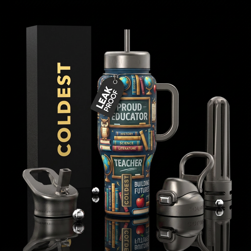 Teacher, text books, proud, educator water bottle design