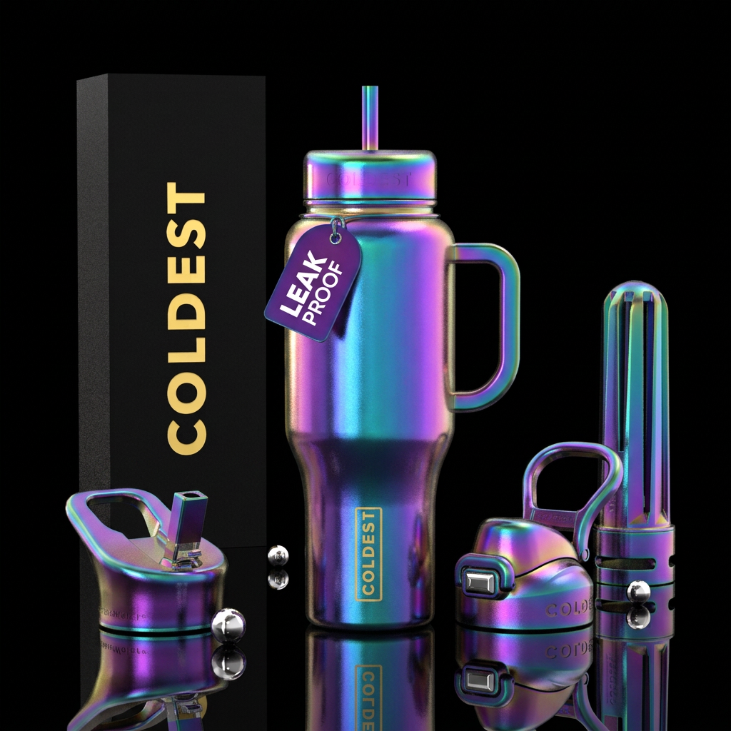 Oil slick water bottle design