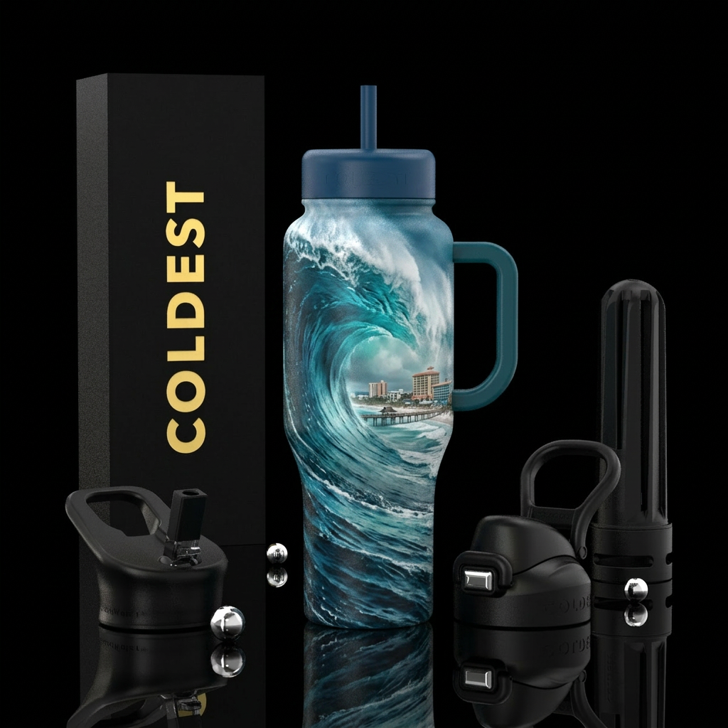 Fort Myers beach, tsunami water bottle design