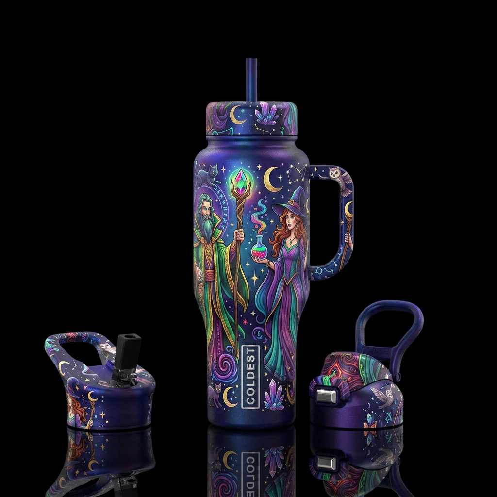 Worlocks, witches magical water bottle design