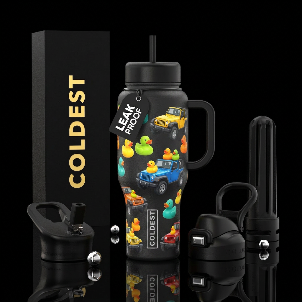 Duck duck, jeep water bottle design