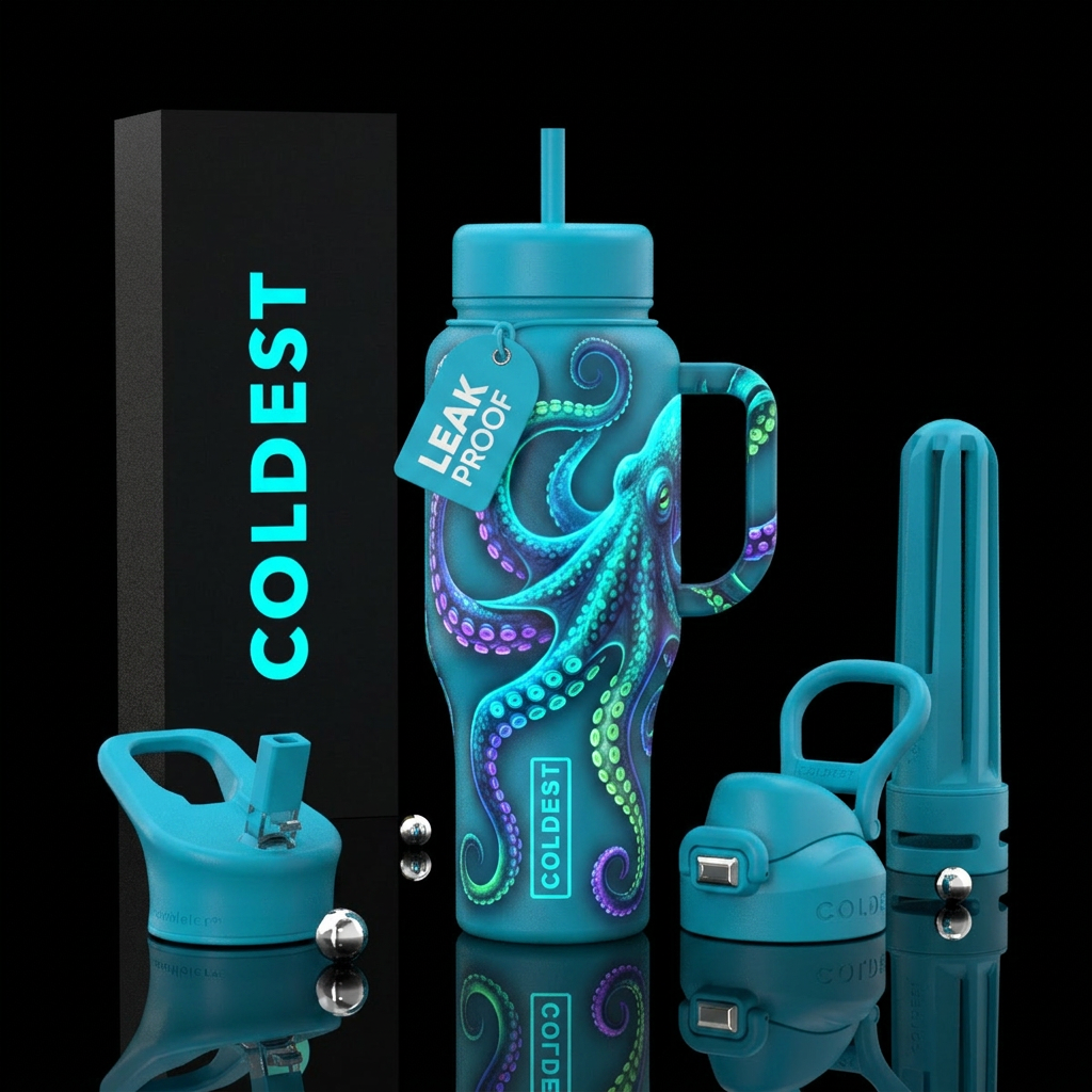 Glowie octopus water bottle design