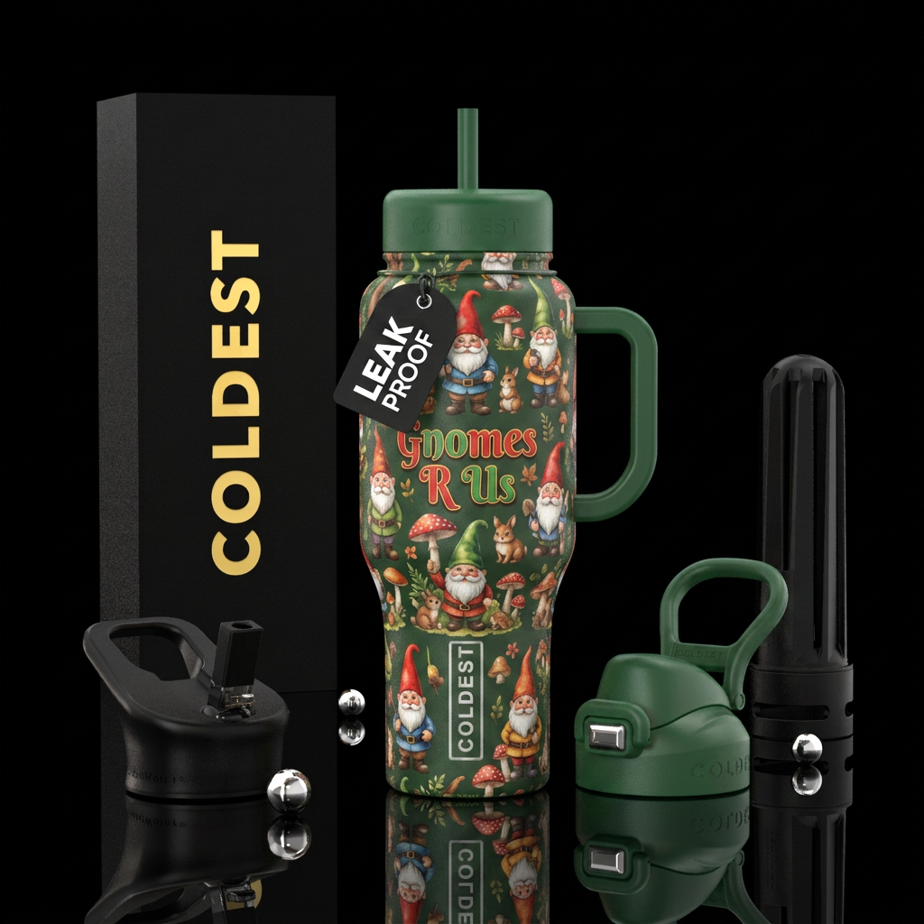 Gnomes R Us water bottle design