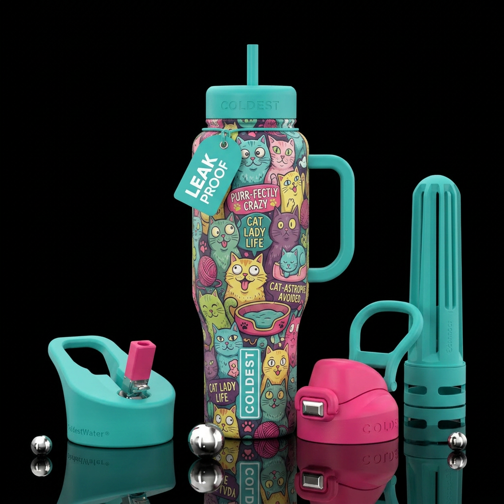 Crazy cat lady design water bottle design