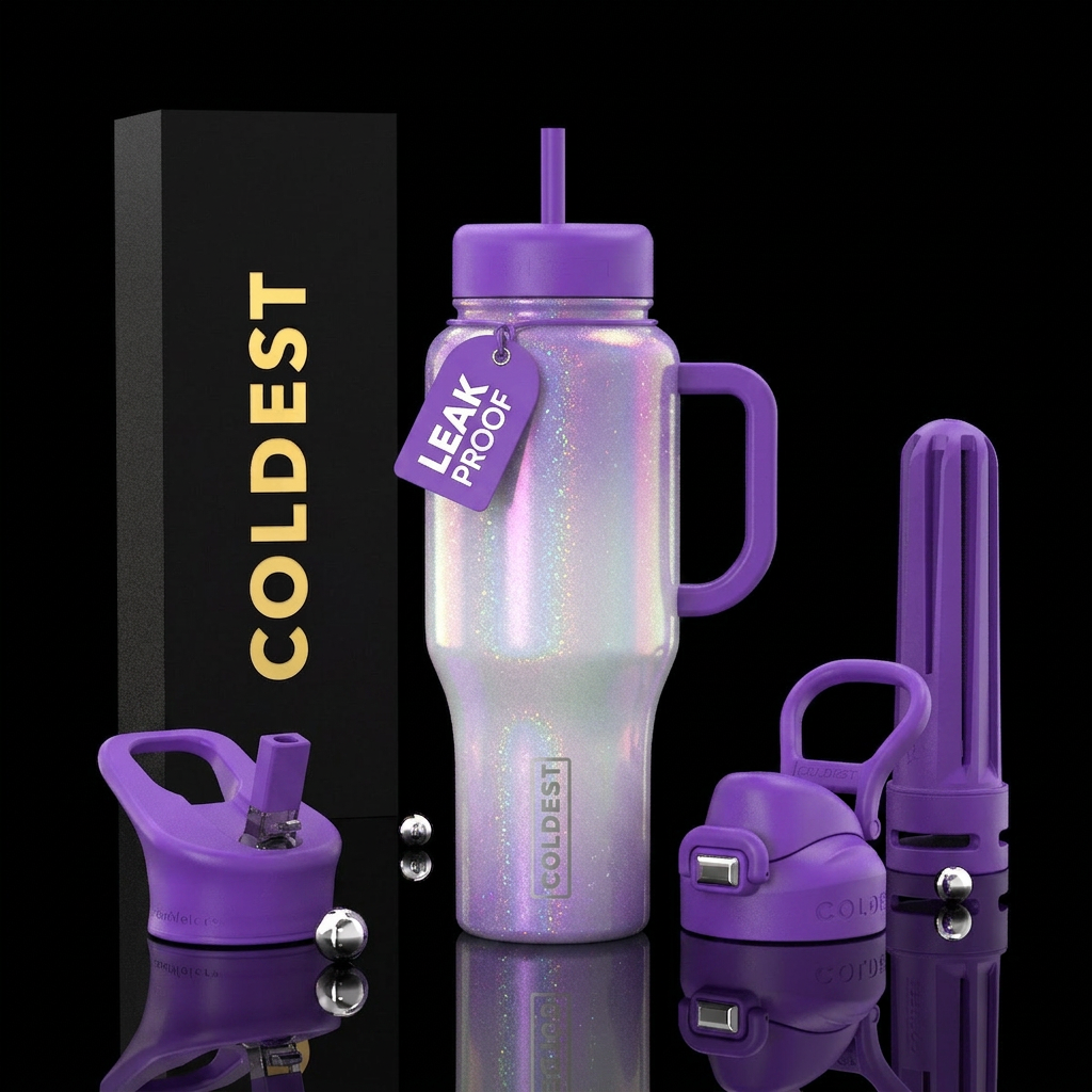 opal, purple, sparkle, bright, pretty water bottle design