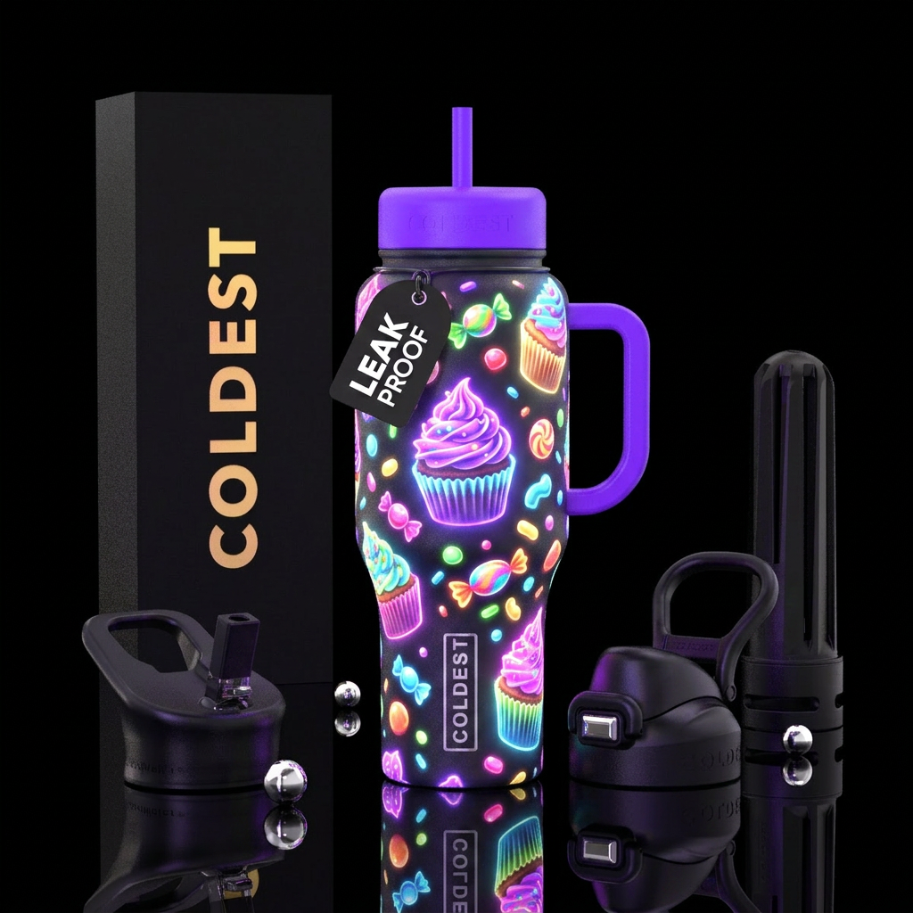 cupcake, candy, fun, colorful, glowie water bottle design