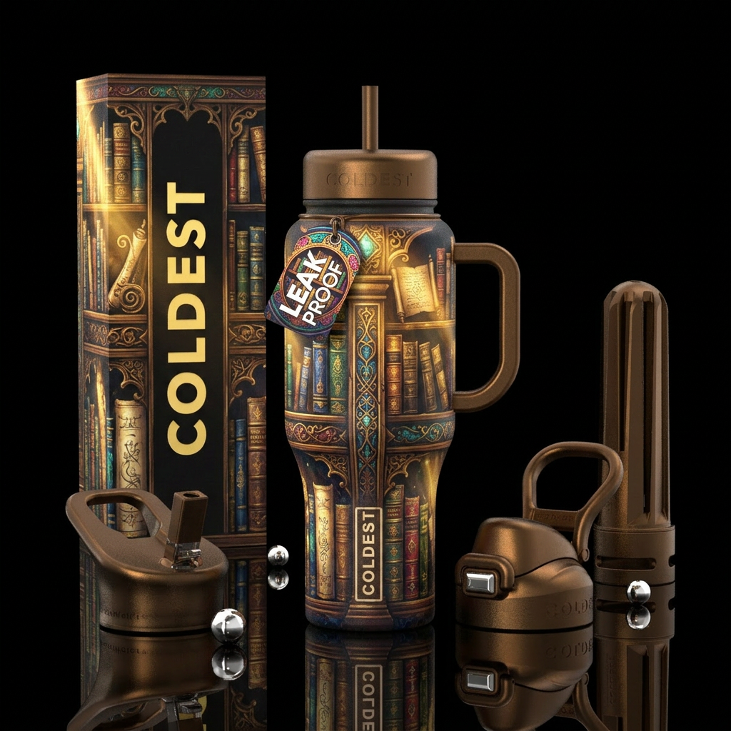 classic books water bottle design