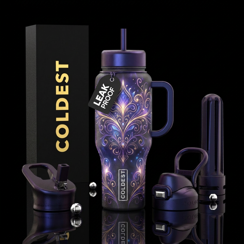 magical, glowie, whimsical, luxurious water bottle design