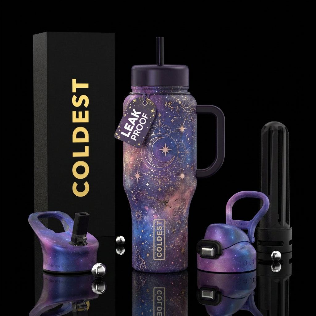 celestial, enchanting. delicate water bottle design