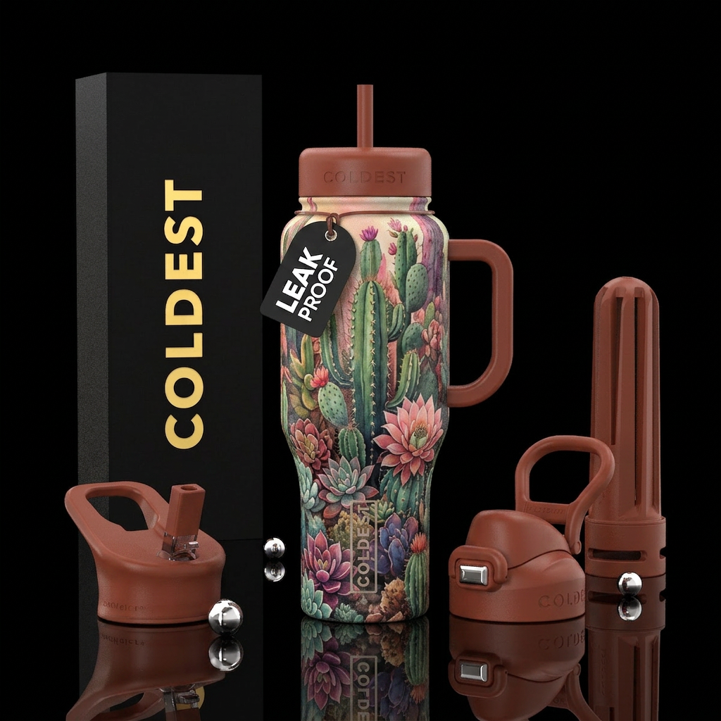 cactus, succulent, colorful. beautiful. boho water bottle design